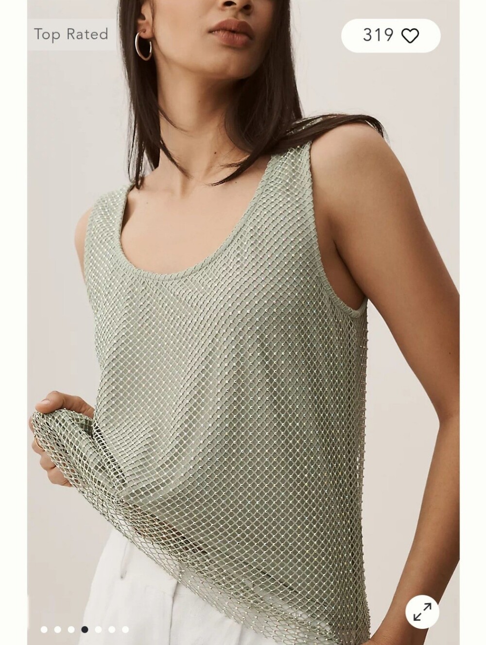 Anthropologie Sunday in Brooklyn Rhinestone Mesh Tank Top Brown S